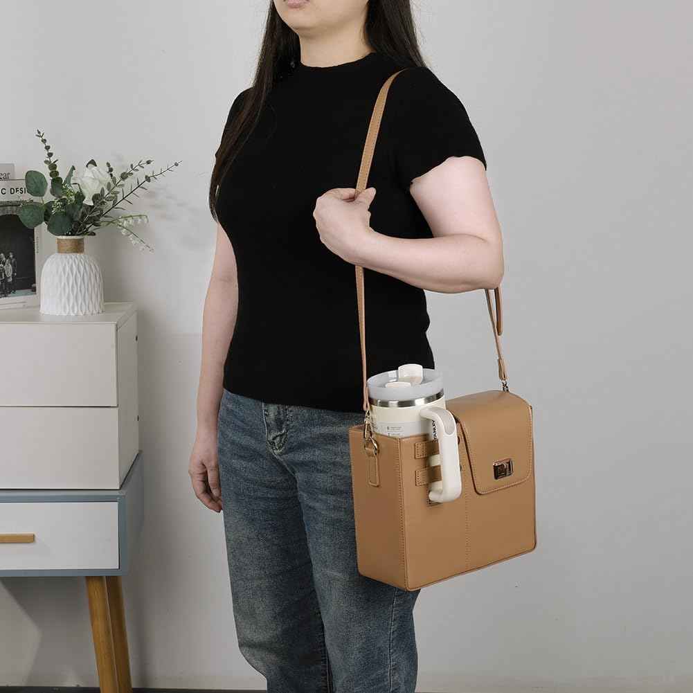 Stanley Cup Crossbody Bag — Portable Water Bottle Purse With Adjustable Strap, PU Leather, Multiple Pockets