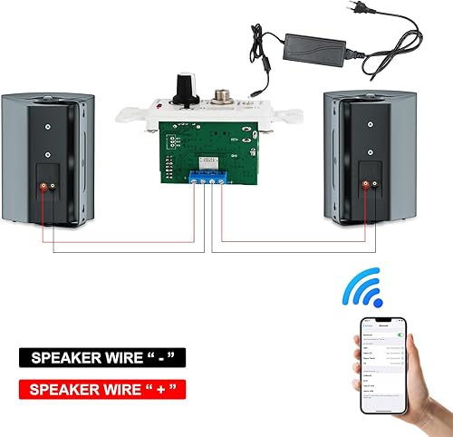 Miniatura 6 de Herdio Altavoces para exteriores de 5.25 pulgadas impermeables de 300 W con amplificador Bluetooth de pared, graves potentes y durabilidad para todo