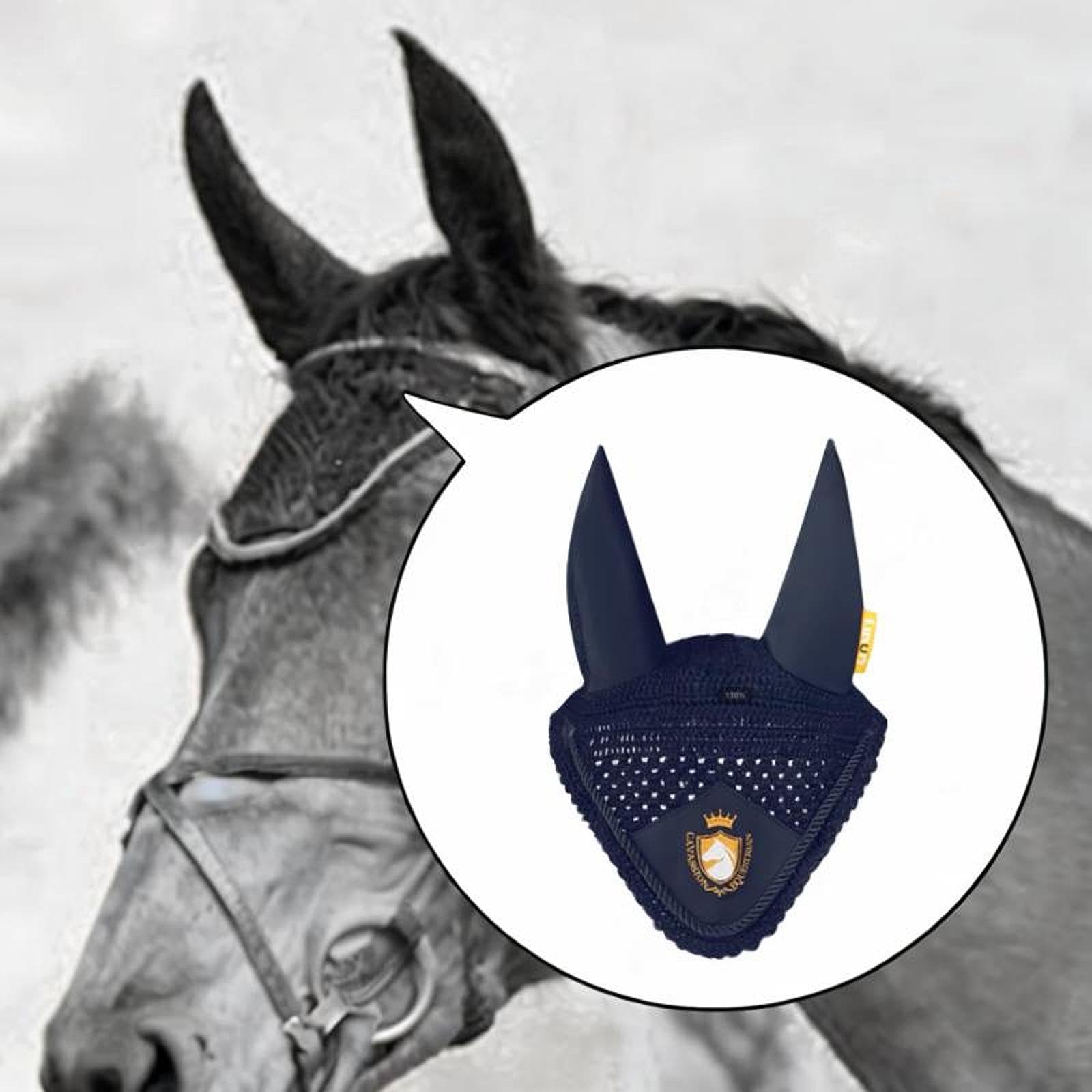 Bonnet Anti-Mouches pour Chevaux, Accessoire équestre Pratique, Marine