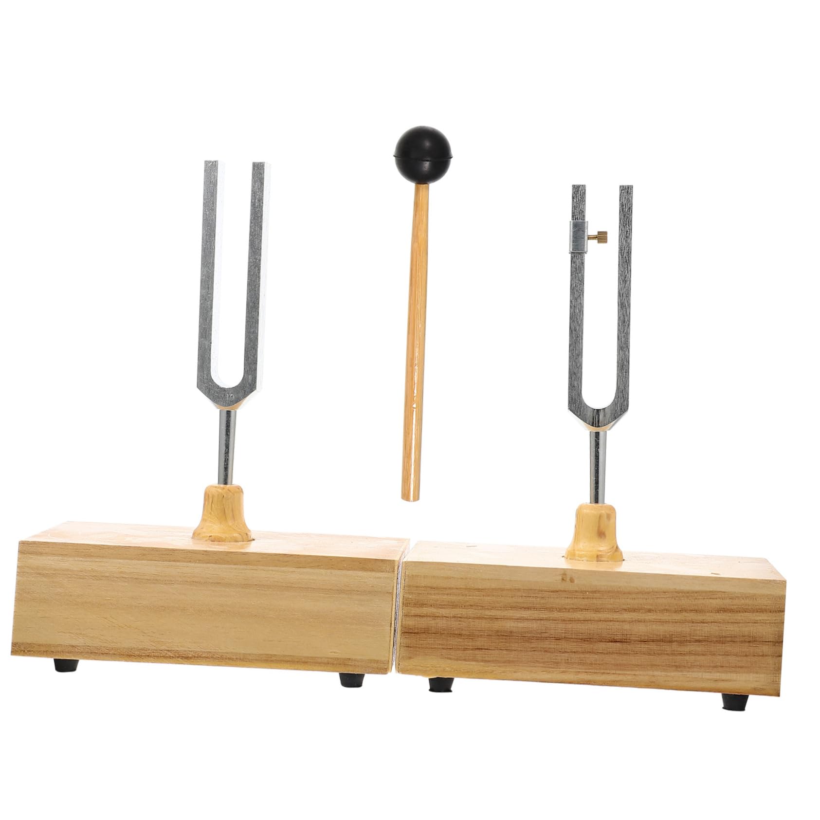 Stimmgabel für Physikalische Akustikexperimente 440hz Klarer Klang mit Hammer und Holzsockel für Unterricht und Forschung