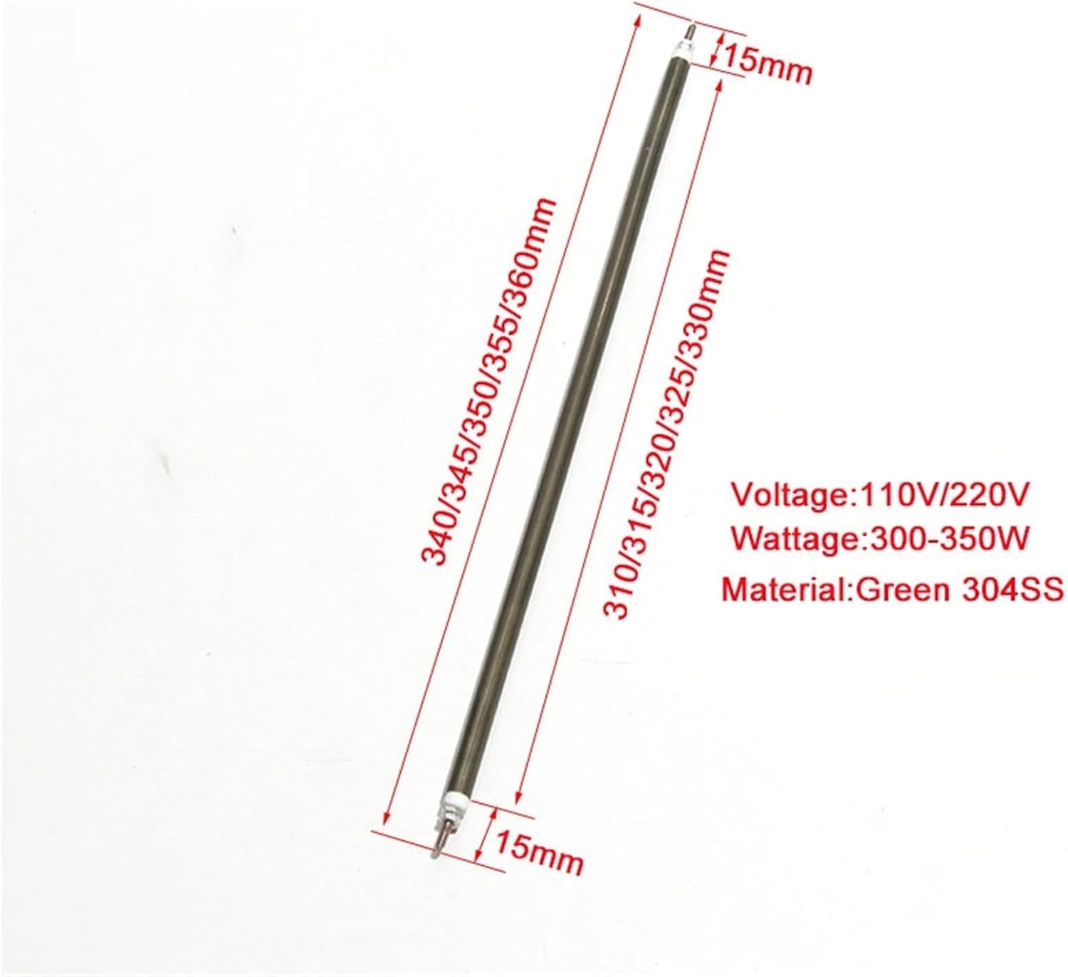 Air Heater Tube 340/345/350/355/360mm Electric Oven Heating Pipe 6.6mm Green 304SS110V/220V 300W/350W