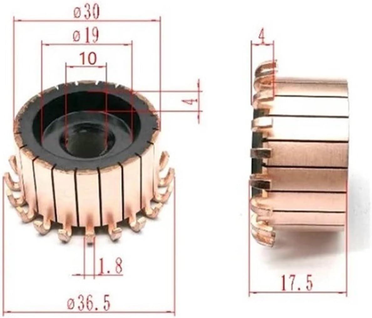 Electric Motor Commutator Replacement Parts CHY-1362-20-10 30x10x17.5(17.5) mm Original 1pc