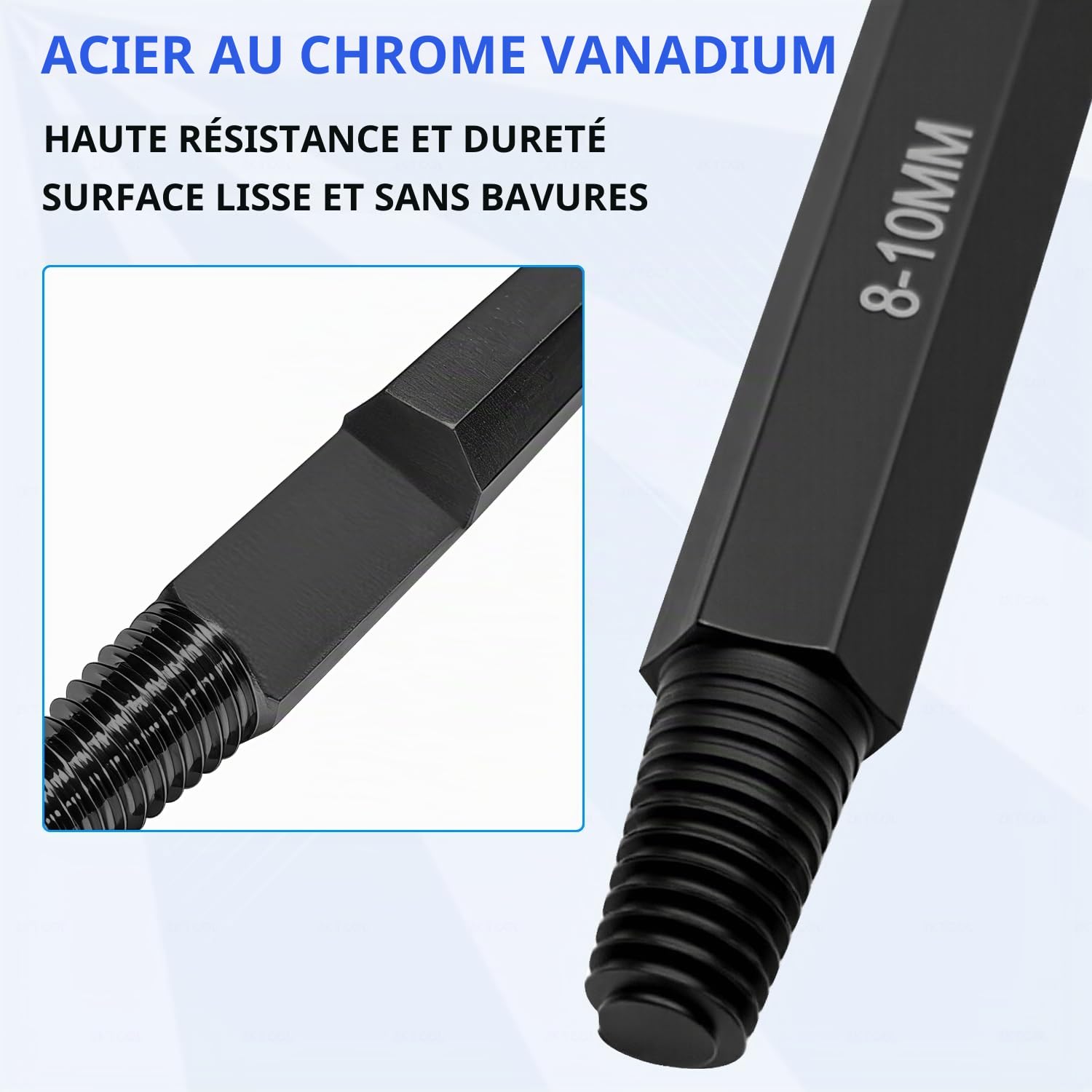 ZKTOOL 8~12MM pour l'Extraction de Bougies d'Allumage Cassées, Kit d'Extracteurs de Tarauds, Utilisé pour Retirer Les Bougies d'Allumage Bloquées ou Endommagées, avec Douille de 12 MM