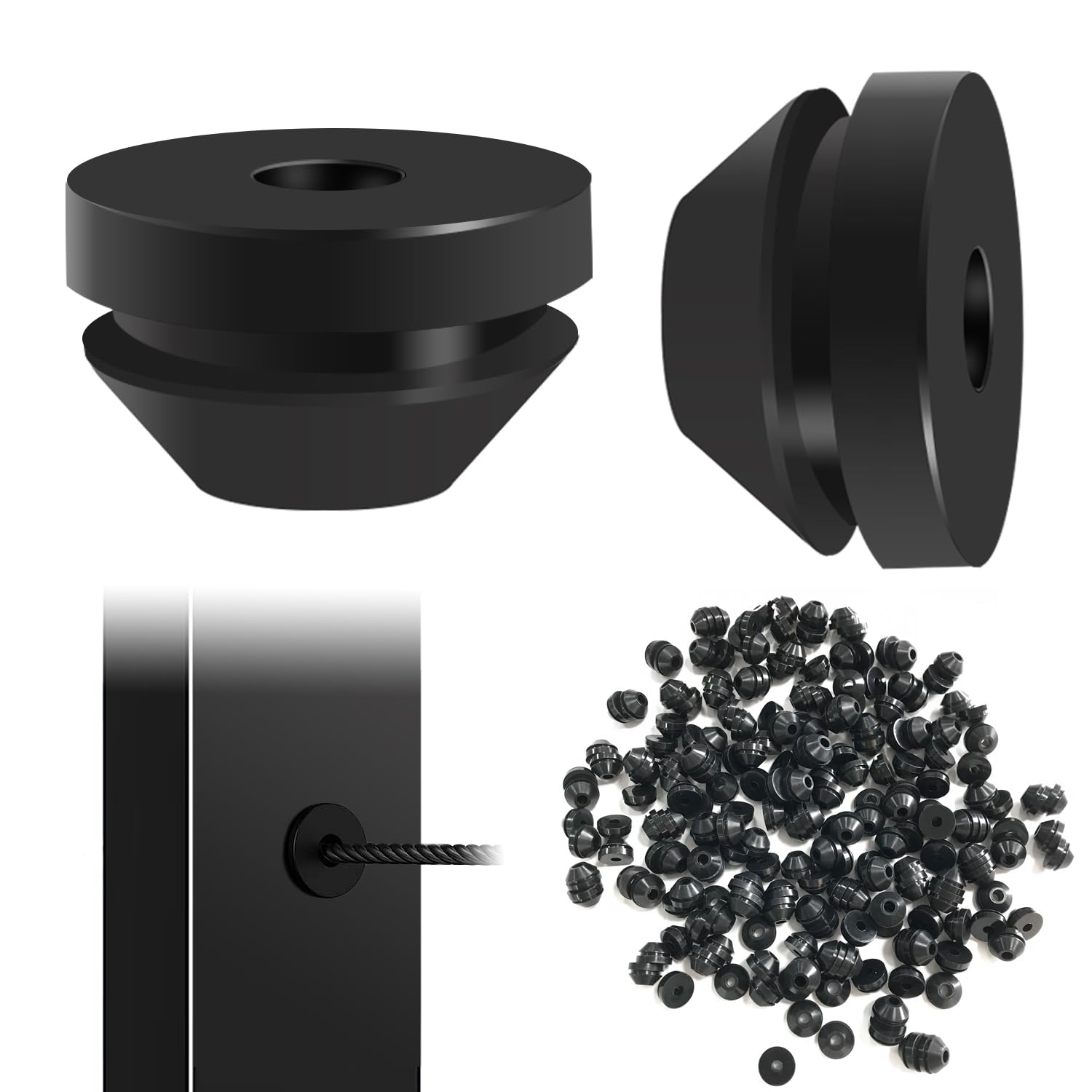 [Pack of 100] SEIPURUNM Cable Railing Rubber Grommets, Suitable 1/8