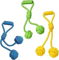 Corda com 2 Bolas e 2 Molas Mordedor Resistente para Cachorro