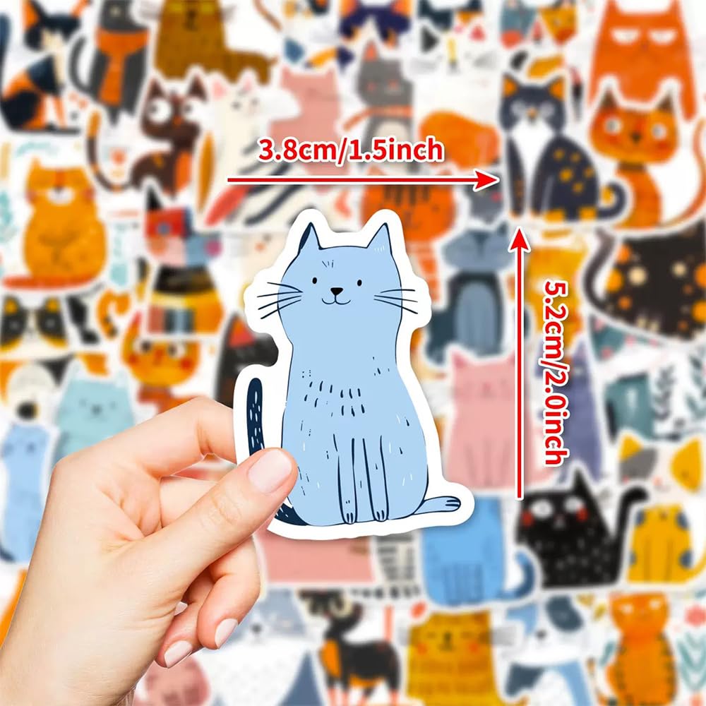 50 adesivi per gatti e piante,graziosi adesivi impermeabili per gatti neri, cartoni animati Kawaii, laptop, in vinile, per skateboard, bicicletta, ciclomotori, moto, scrapbooking(colore)