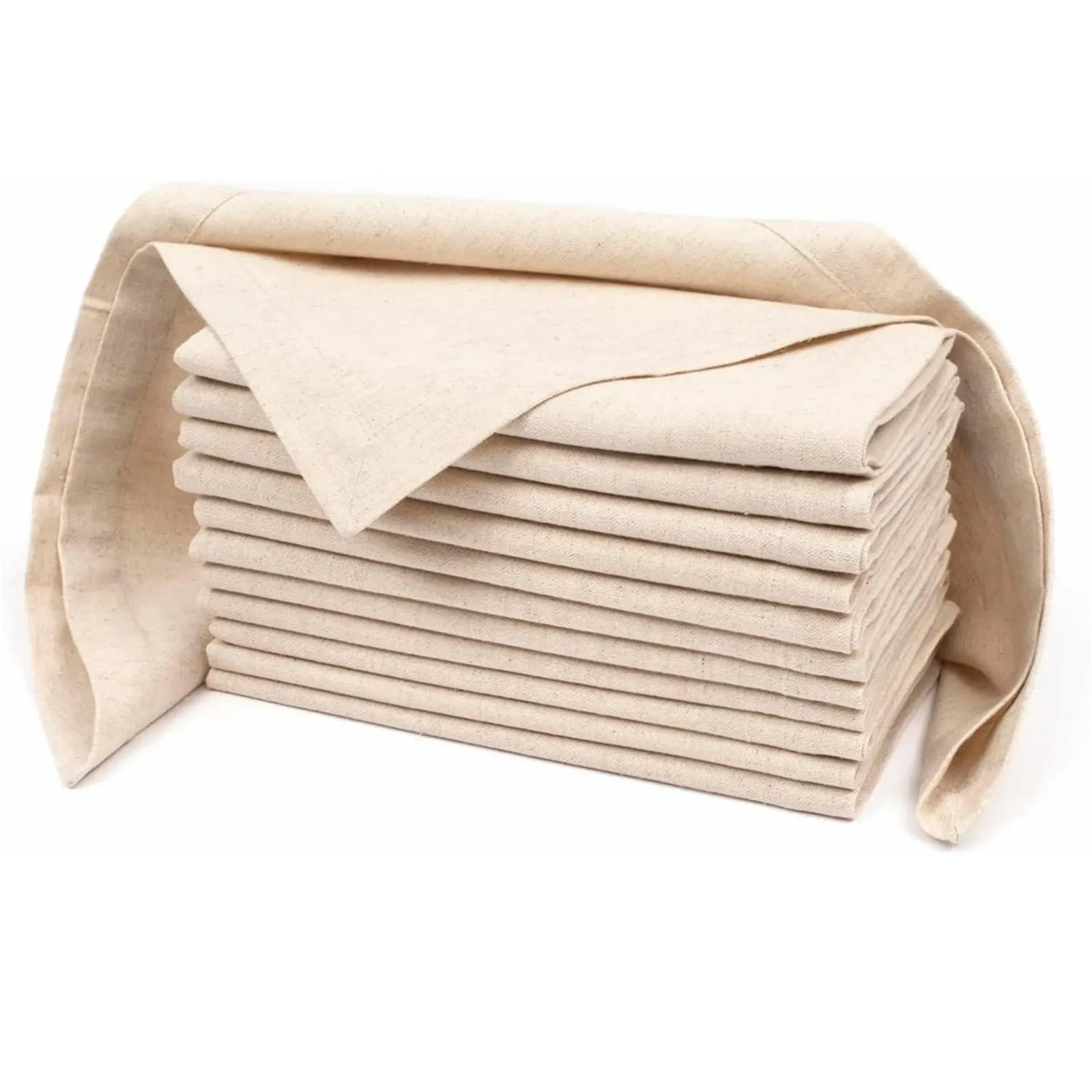 Servilletas De CóCtel,Servilletas Cocktail Juego de 12 servilletas lino y algodón for la cena, tela natural con esquinas en inglete, boda(White 50x50cm)