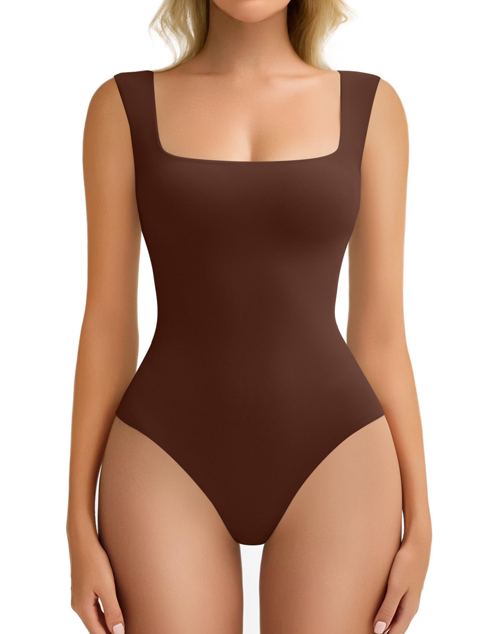 Avidlove Bodysuits for Women Square Neck Body Suit Double Lined Tank Top Bodysuit Soft