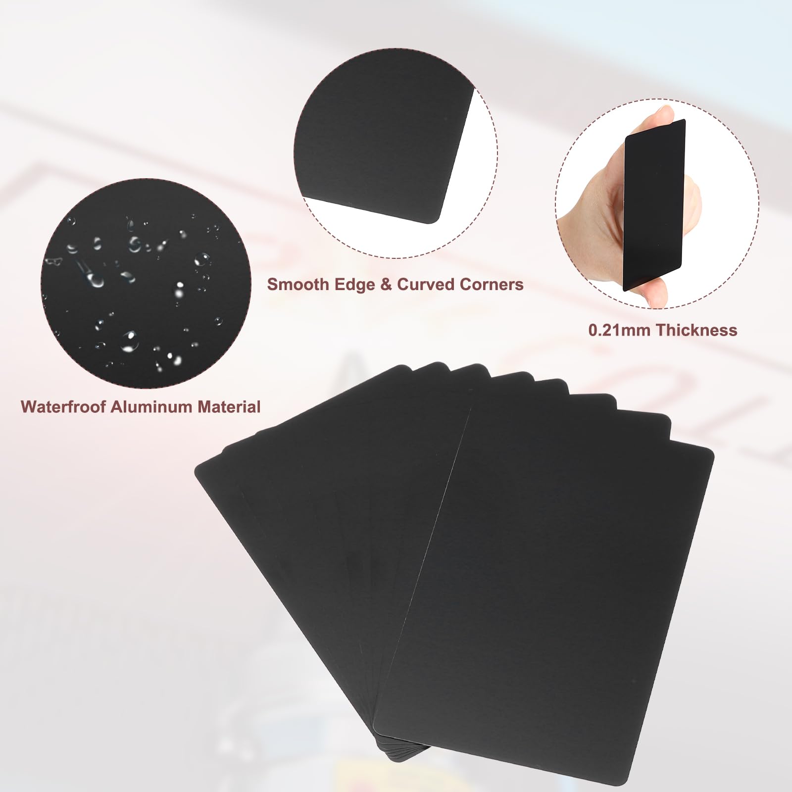 PATIKIL 0.21mm Metal Business Cards, 180 Pack Blank Name Card Laser Engraving Aluminum for DIY Gift Cards Matte Black - Image 3