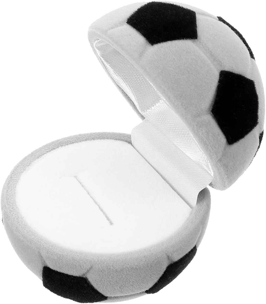 Didiseaon Soccer Mini Travel Jewelry Case Round Black and White Soccer Stuff Portable Jewelry Organizer Storage Case for Christmas Graduation Sports Team Club Birthday Goodie Favors