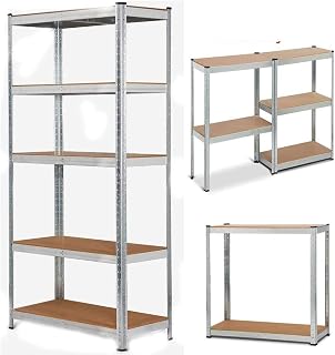 ANSIMIDA Heavy Duty 5 Tier Garage Shelving Units Metal Storage Shelves Shed Utility Rack,180cm x 90cm x 40cm,175KG Per Shelf