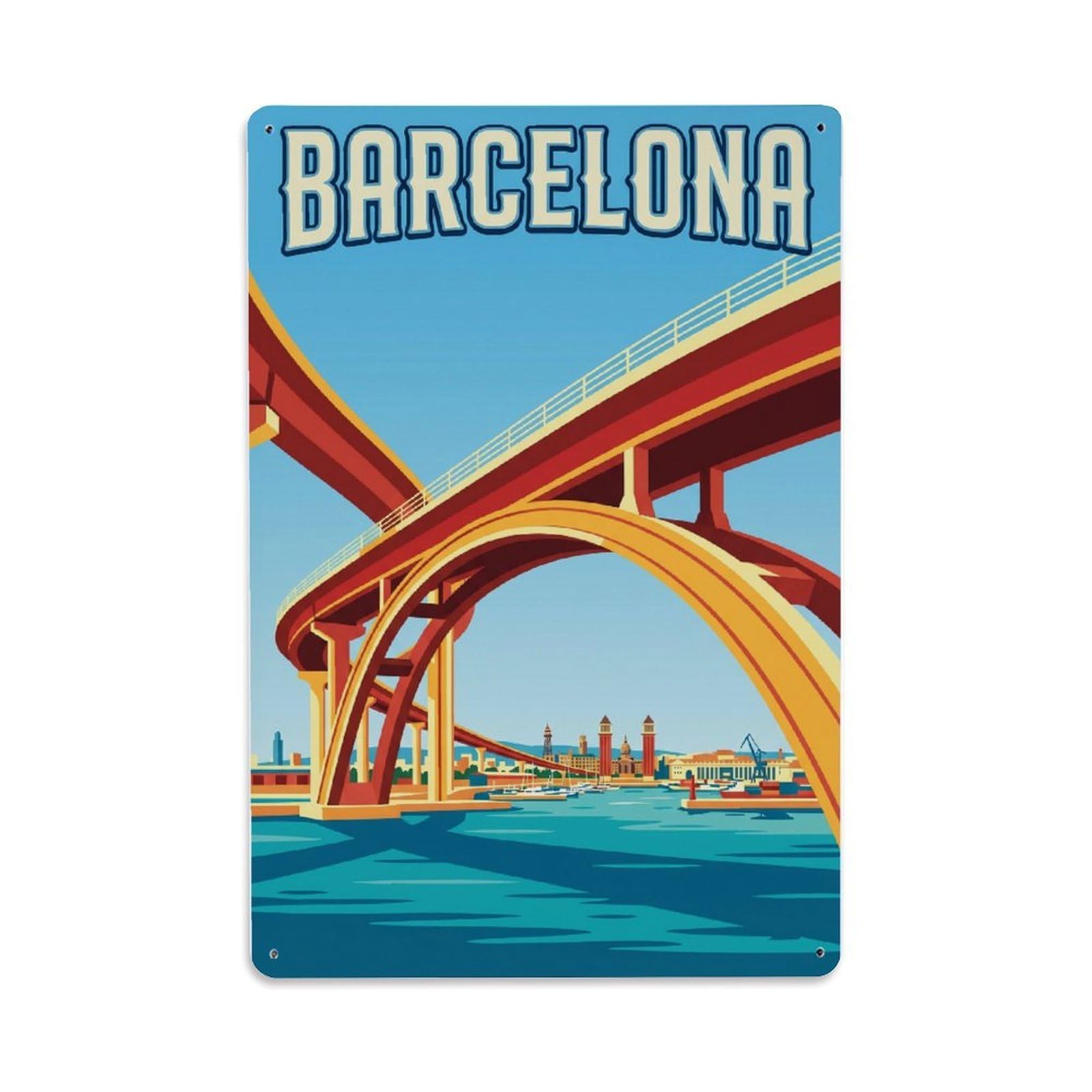 Vintage Travel Causeway Spain Elevated Metal Tin Sign Plaque Wall Decor for Cafe, Club Bar, Office, Home Garden Metal Poster 8x12Inch