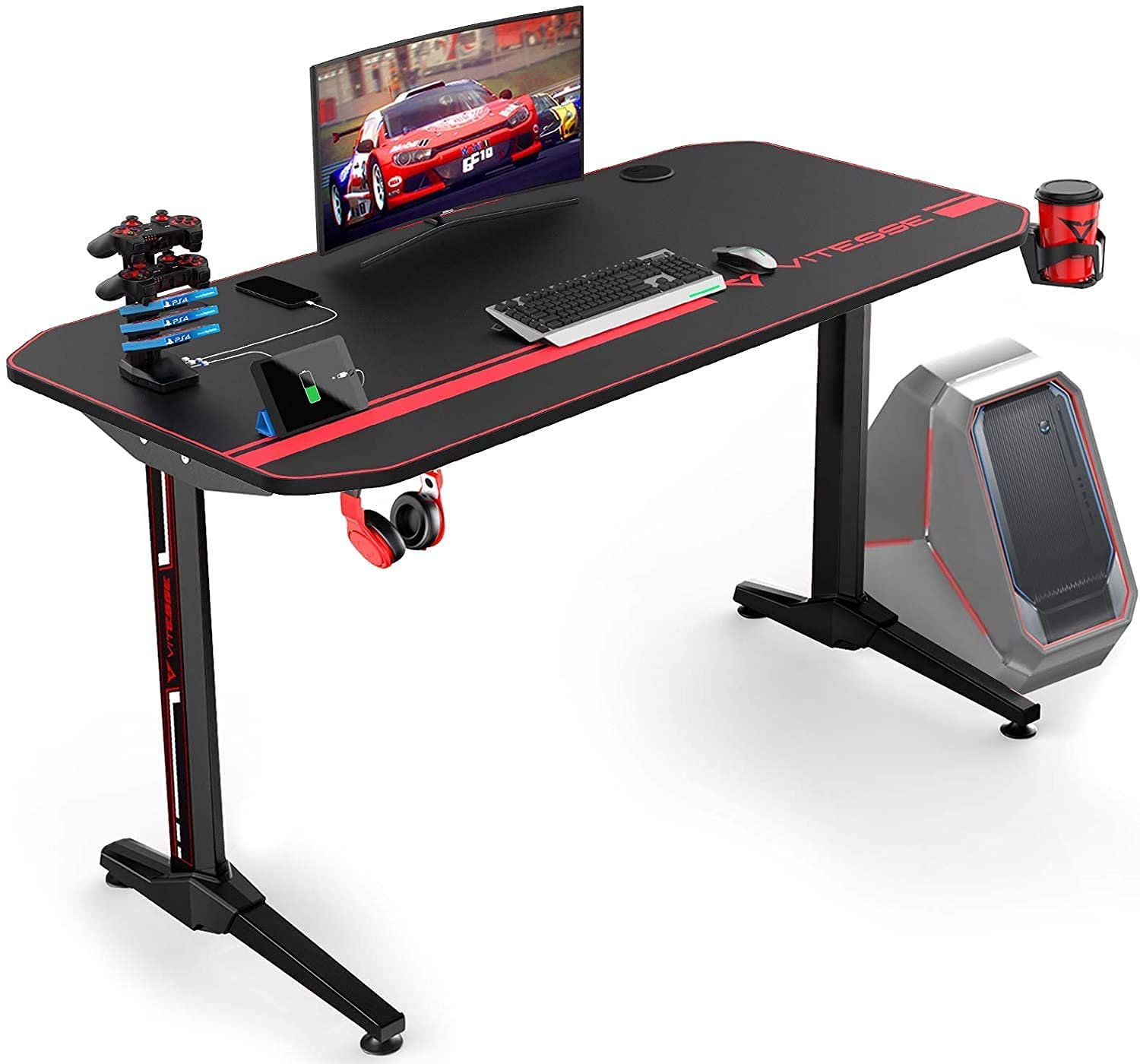 Buy VITESSE VIT Gaming Desk, 44 inch Ergonomic Gaming Desk with USB