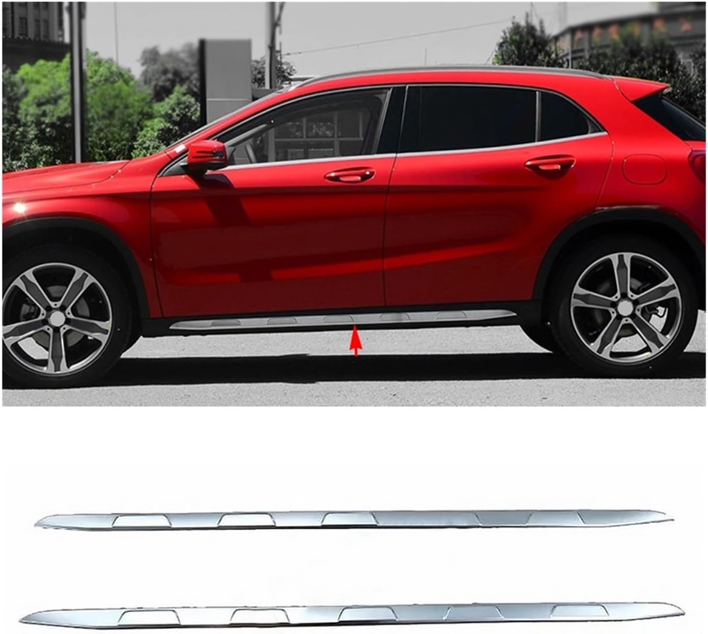 A1566980100 A1566980200 A156698 0500 0681 A1566980781 Car Door Chrome Trim Side Skirts Chromium Compatible for Mercedes GLA W156 X156(Chrome)