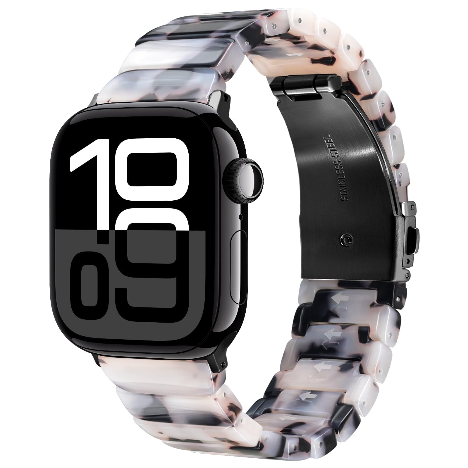 V-MORO Resin Band Compatible with Apple Watch Series 7/8/9/10/11 41/40/38/42mm, Women Fashion Strap for iWatch Series 6/5/4/3/2/1/SE, Lightweight Bracelet Wristband Replacement, Ivory White-Rose Gold — view 26