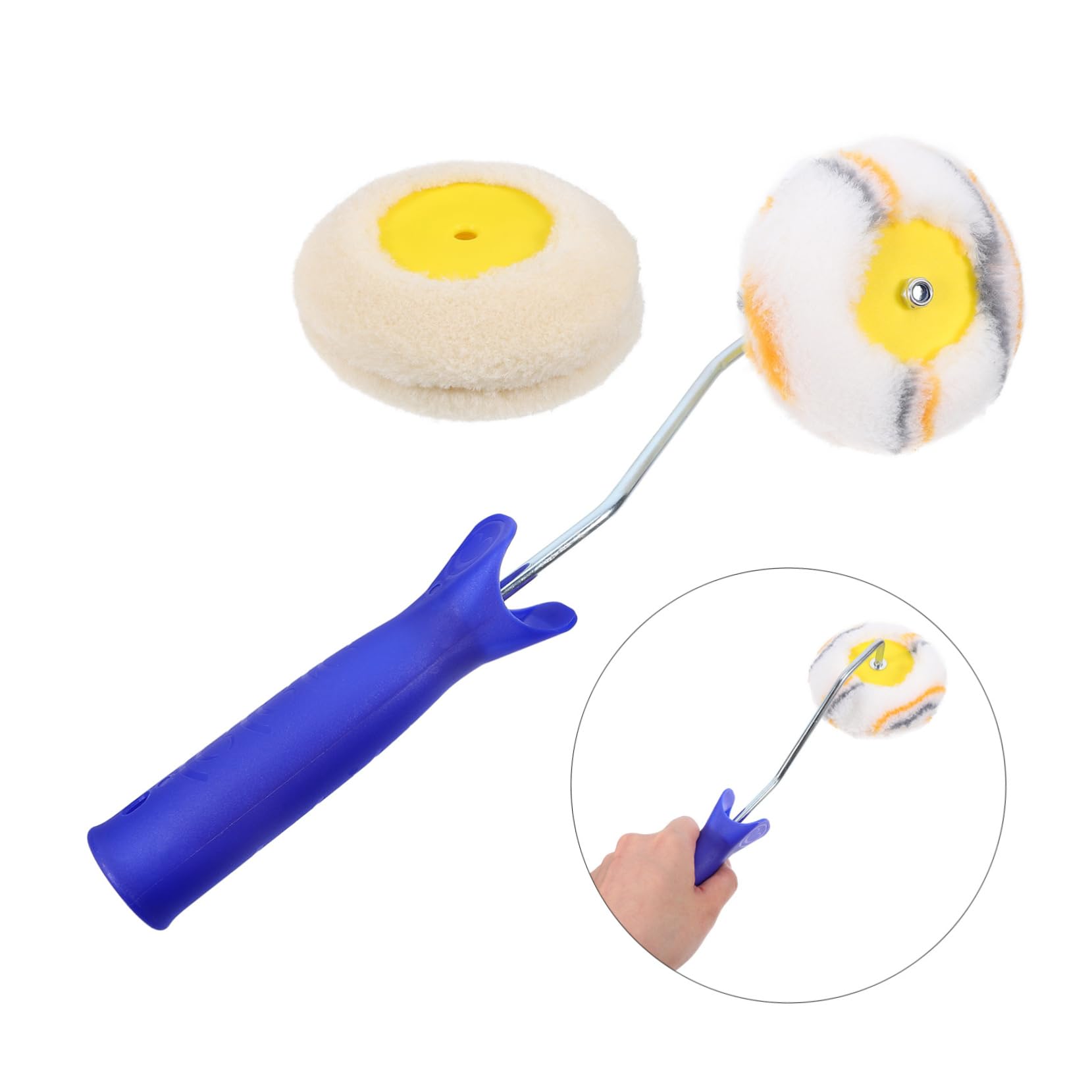 Housoutil 4 Ensembles Brosse rouleau patin à roulettes coupe bordure coin pinceau fin Brossage fin rouleau à peinture pour peindre un mur rouleau à peinture pour peindre une maison Plastique