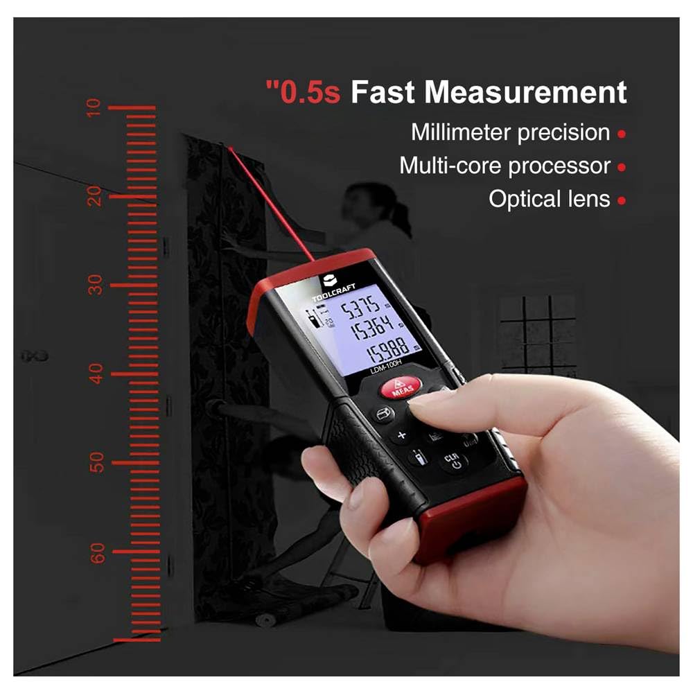TOOLCRAFT LDM100H Laser-Entfernungsmesser Messbereich (max.) 100m Kalibriert nach: Werksstandard (oh