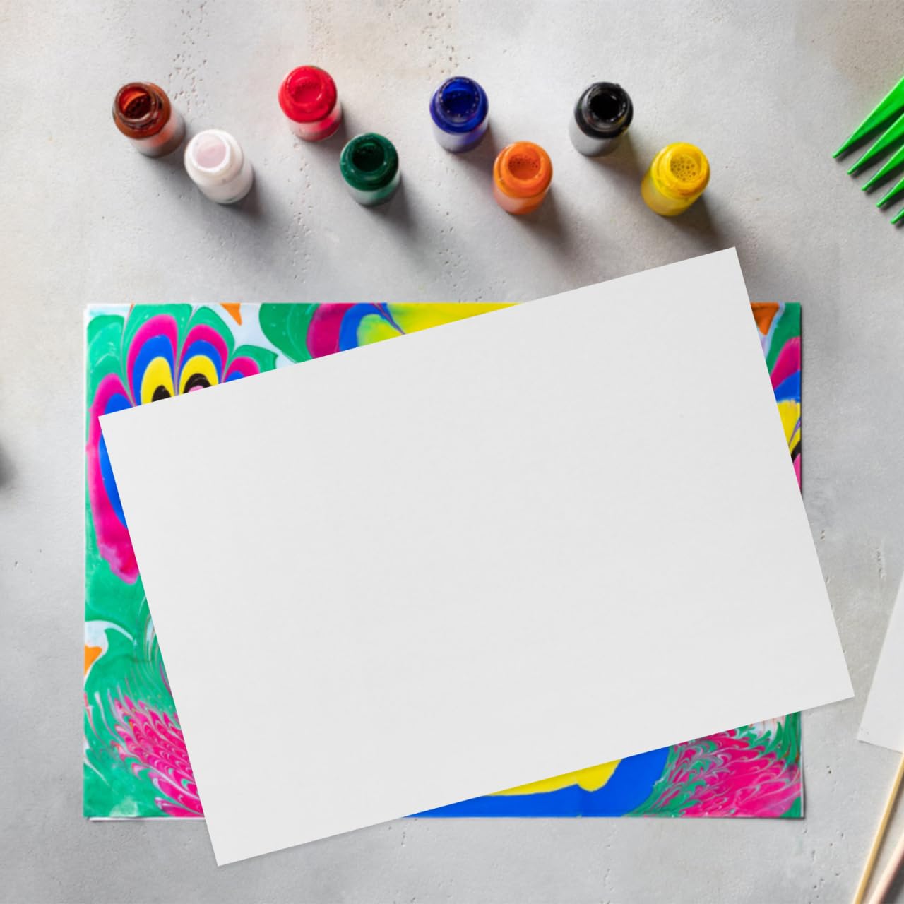DEARMAMY 50 Blatt Marmorierpapier A4 - Spezielles Wasser-Marmorier-Papier für Ebru Maltechnik, Saugstarkes Zeichenpapier für Kinder & Anfänger, Kreatives Bastelset für DIY Wasserkunst & Malerei
