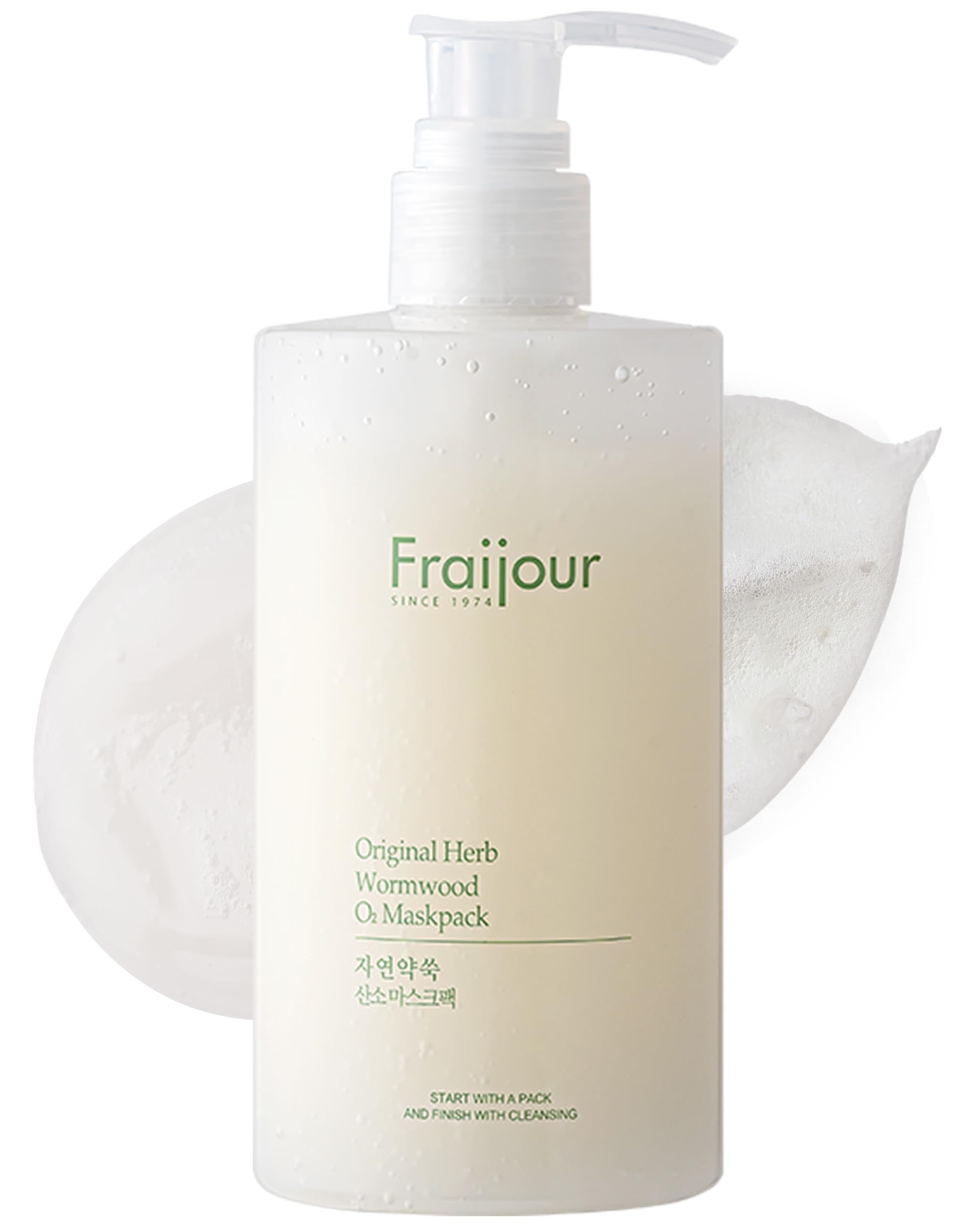Fraijour Herb Wormwood O? Mask Pack – Korean Oxygen Bubble Face Mask for Sensitive, Oily & Acne-Prone Skin, Exfoliating with AHA BHA, Tea Tree & Peppermint, Smooths & Refreshes, 10.1 fl.oz.
