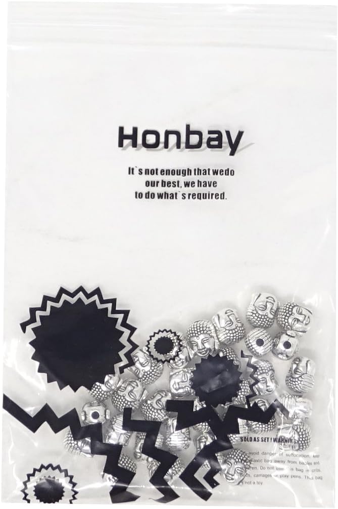 Honbay Double Sided Buddha Head Small Spiritual Metal Beads for DIY Crafts or Jewelry Making (Silver 30PCS) - Image 5