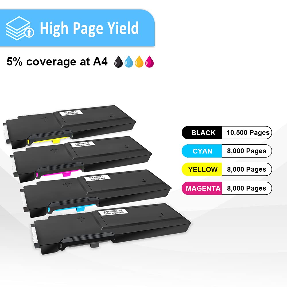 4 Colori Cartucce di Toner Compatibile Extra Alto Rendimento 10500 Pagine per Nero & 8000 Pagine per C M Y per XEROX VersaLink C400 C400n C400dn C405 C405n C405dn MFP