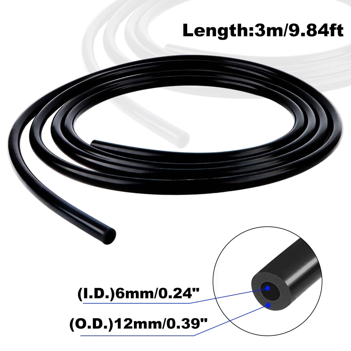 Tubo In Silicone Nero 6x10mm Per Auto - 2 Metri Per Motore E Applicazioni Industriali - Foto 8