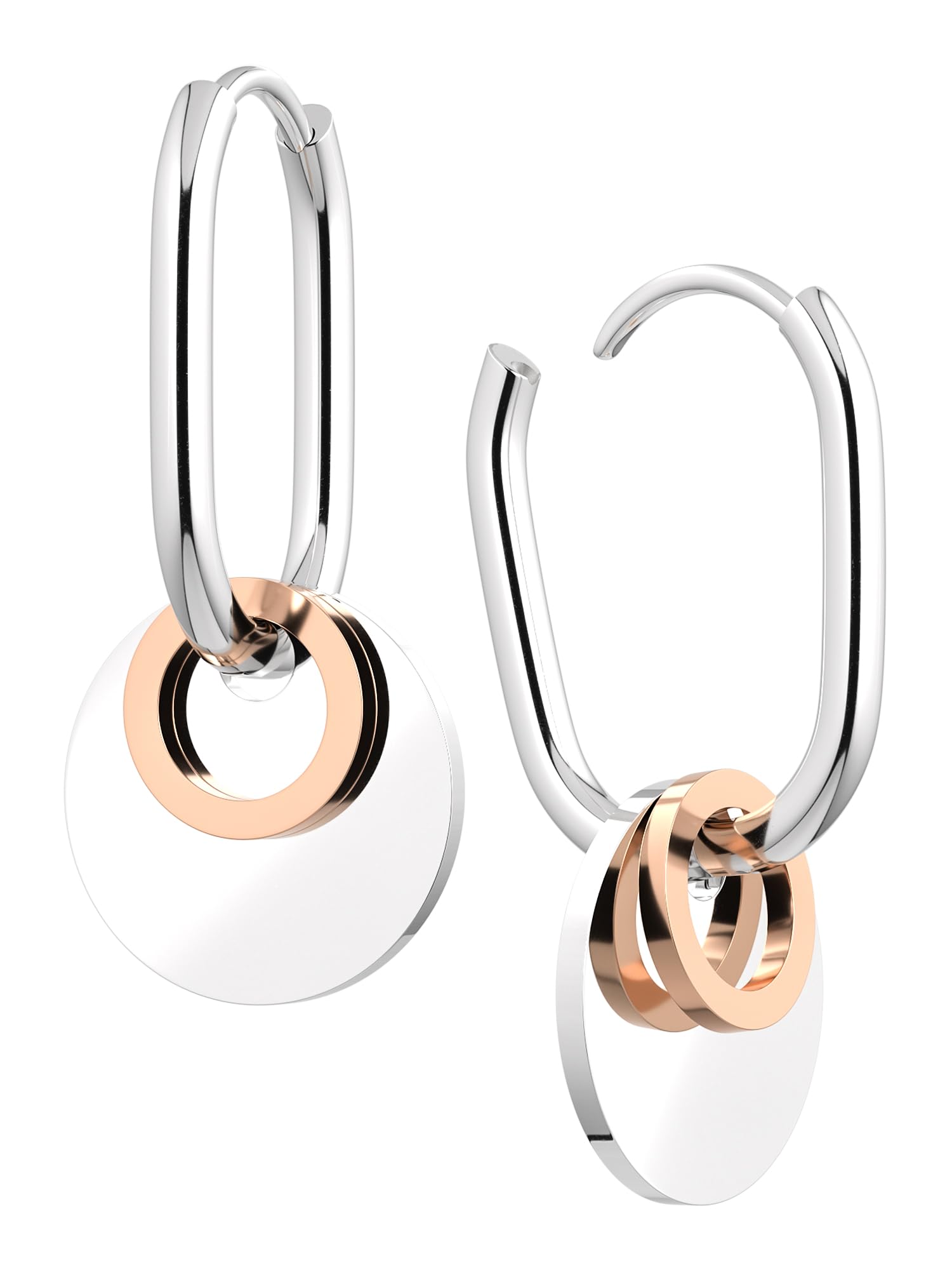 THIORA Damen Creolen „Seychelles Secret“ – Weiß Emailliert, Edelstahl, 13 Mm, Wasserfest, Hypoallergen