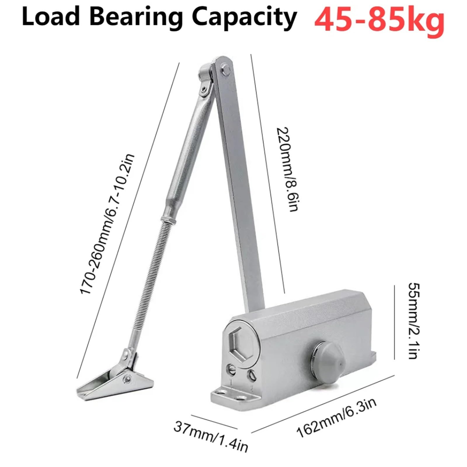 Muelle de Cierre de Puerta automático, Amortiguador hidráulico, Cierre de Puerta Oculto de Metal, tapón de Puerta Ajustable, Velocidad de Cierre silencioso de 25 a 85KG, 1 Uds.(45-85KG)