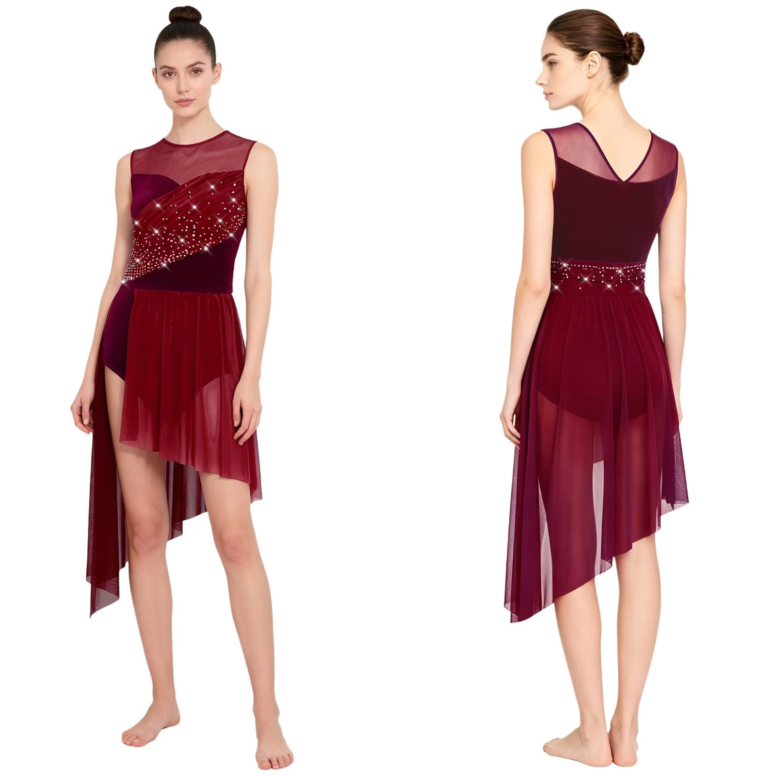 Leotardos de malla para mujer, vestido de baile contemporáneo lírico