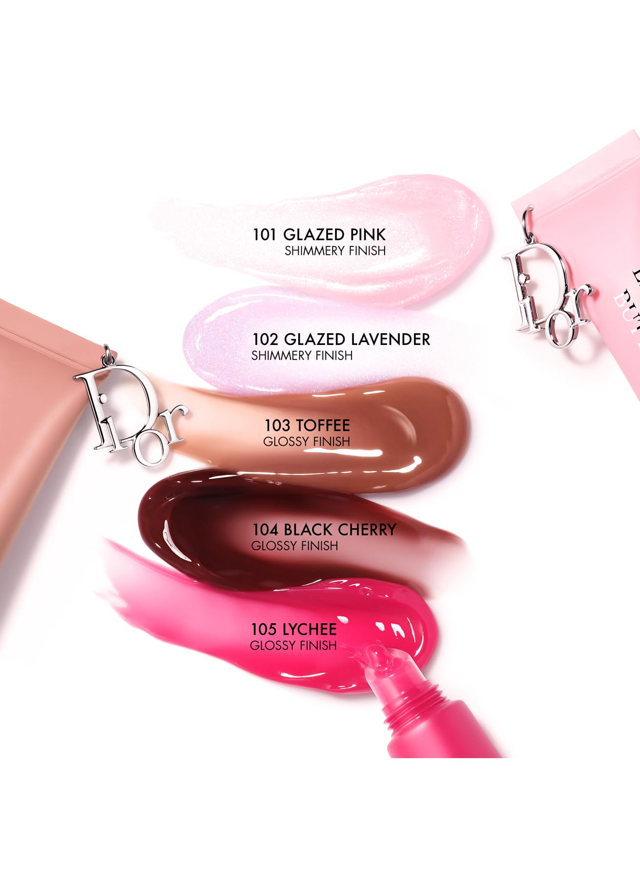 Dior Addict Lip Glow Butter, feuchtigkeitsspendender Lippenbalsam, glänzend, 5 Töne, natürliche Formel 90 %, 24 Stunden Feuchtigkeit (105 Lychee)