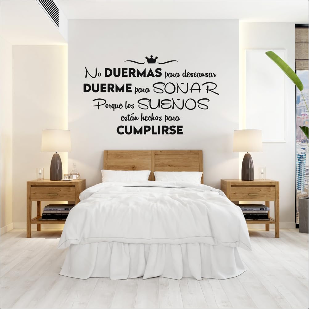 vinilo adhesivo para decorar con frase “No duermas" | Color negro | 120x240 cm