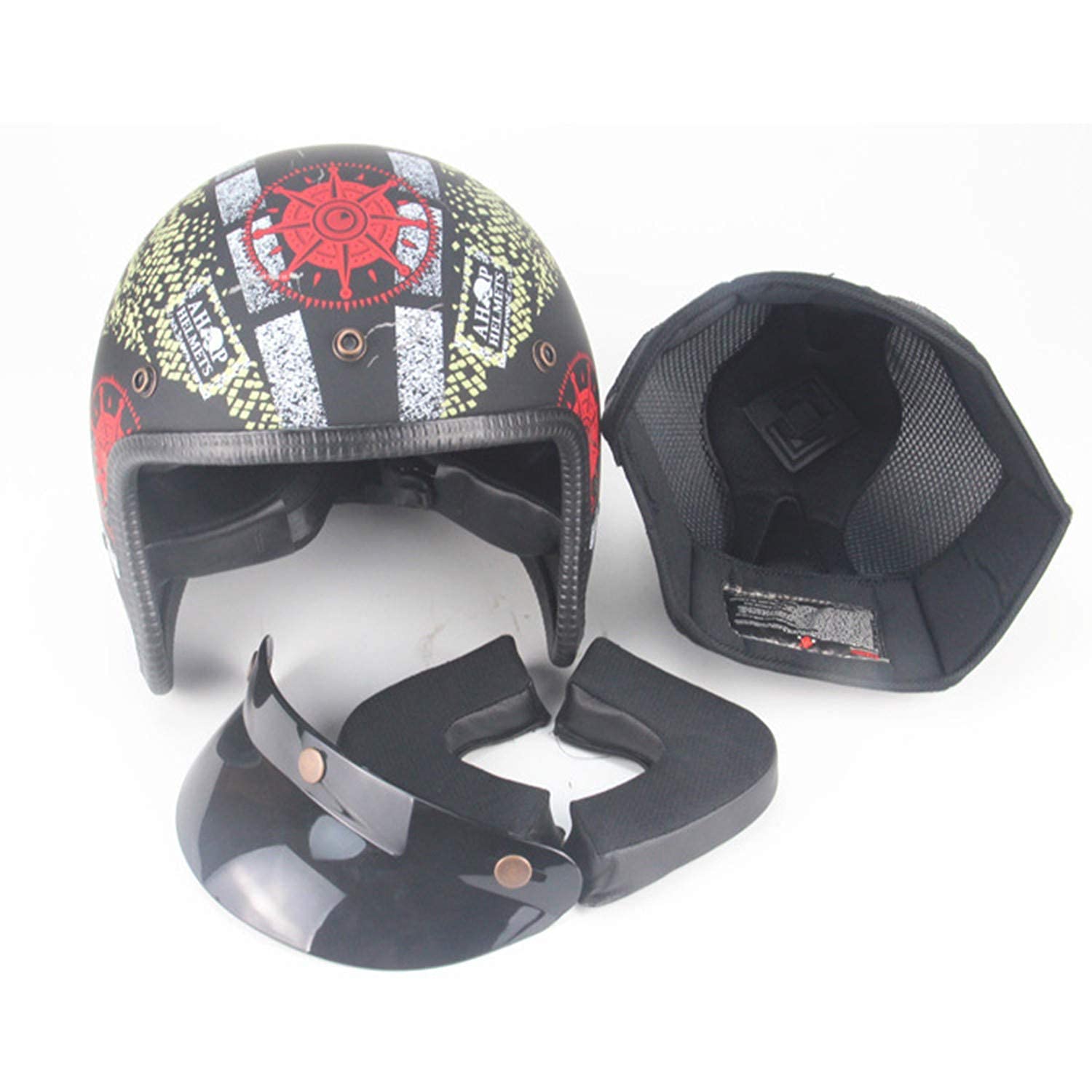 Kask motocyklowy z otwartą twarzą Kask motocyklowy w stylu retro w stylu vintage Certyfikat ECE/ECE Kask z otwartą twarzą z osłoną przeciwsłoneczną do motocykli/skuterów/motorowerów/re