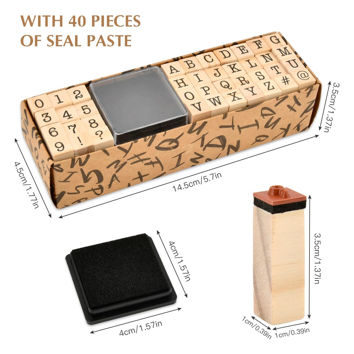 Set 40 Timbri In Legno - Lettere, Numeri E Simboli - Foto 9