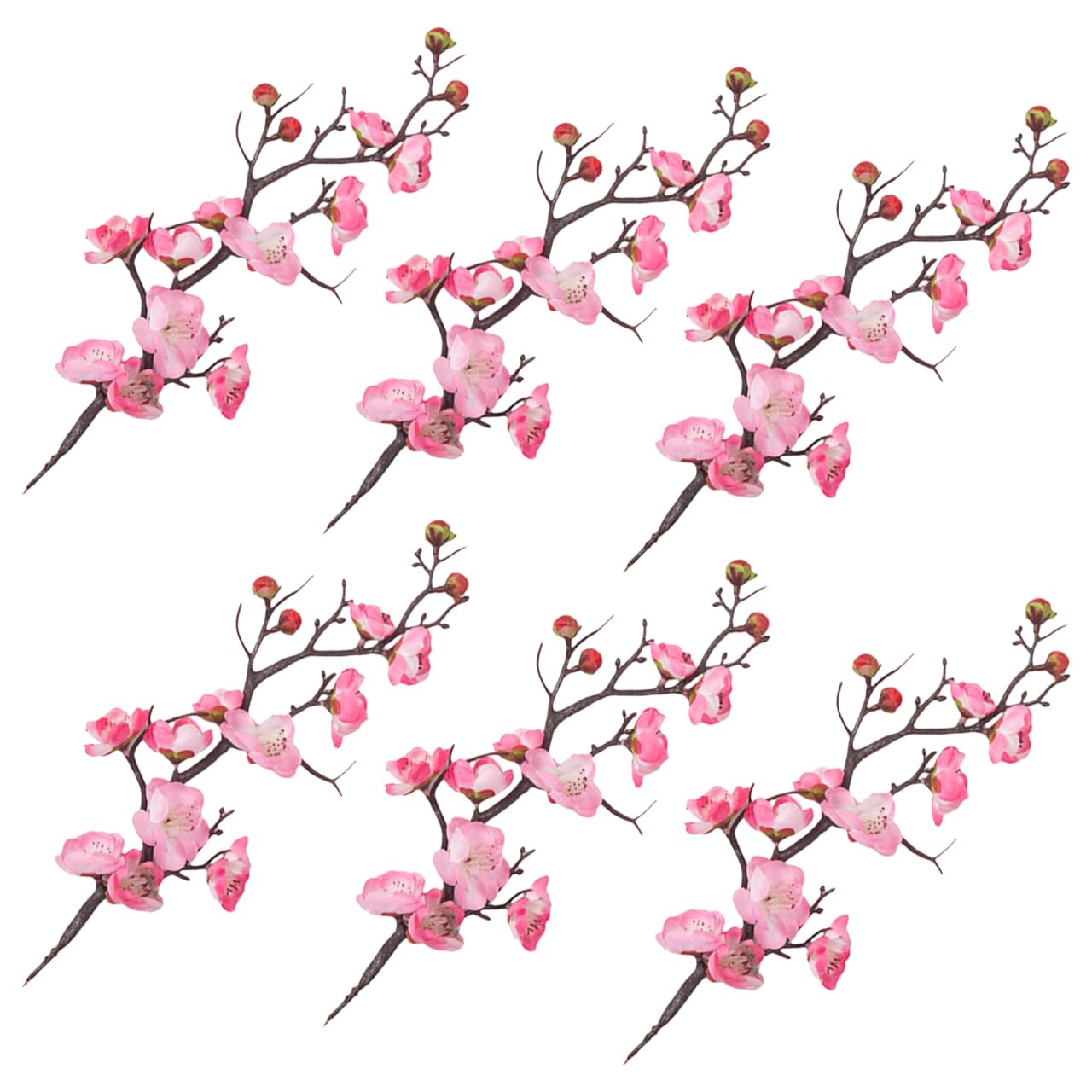 SHINEOFI 6pcs Pink Plum Blossom Cake Toppers Cherry Blossom Branch Decorations Japanese Style Cake Flower Picks for Birthday Party Festival Dessert Supplies