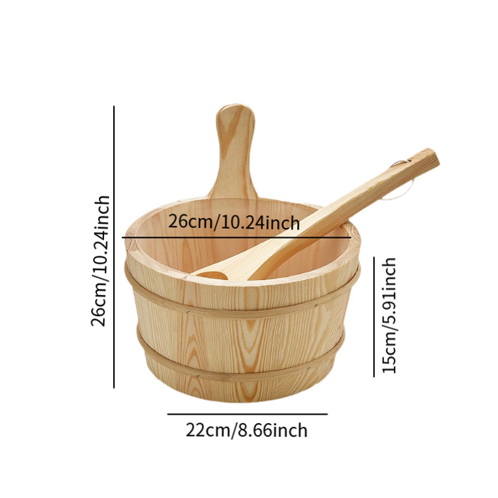 4L Wooden Sauna Barrel and Ladle SPA Steaming Bathroom Tool Versatile Shower Bucket SPA Accessory Portable for Home Sauna and Spa