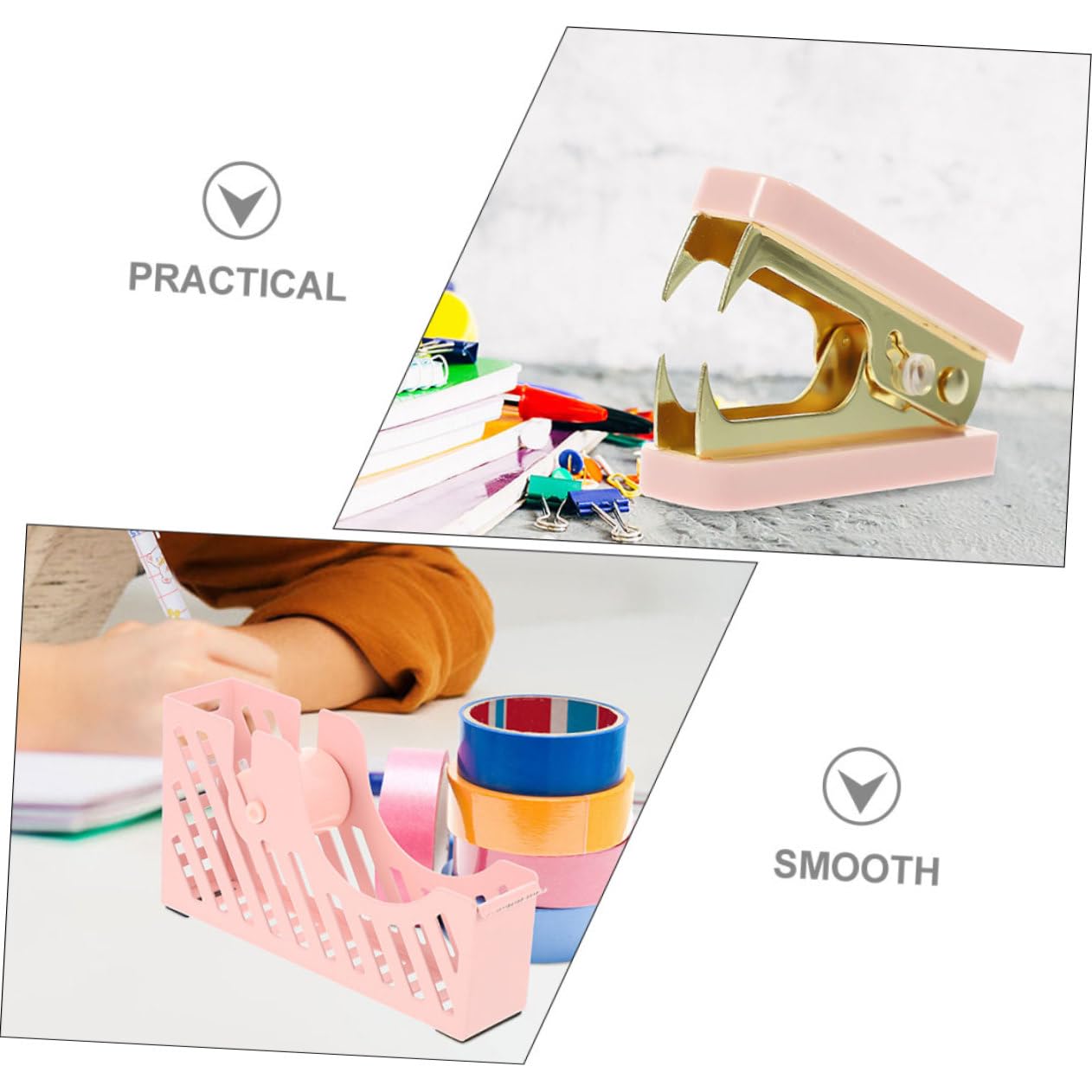 5 Set Dispenser per Nastro e Pinzatrice Scrivania Kit Completo con Rimuovi Punti Metallici per Ufficio e Casa Facile Usare e Trasportare