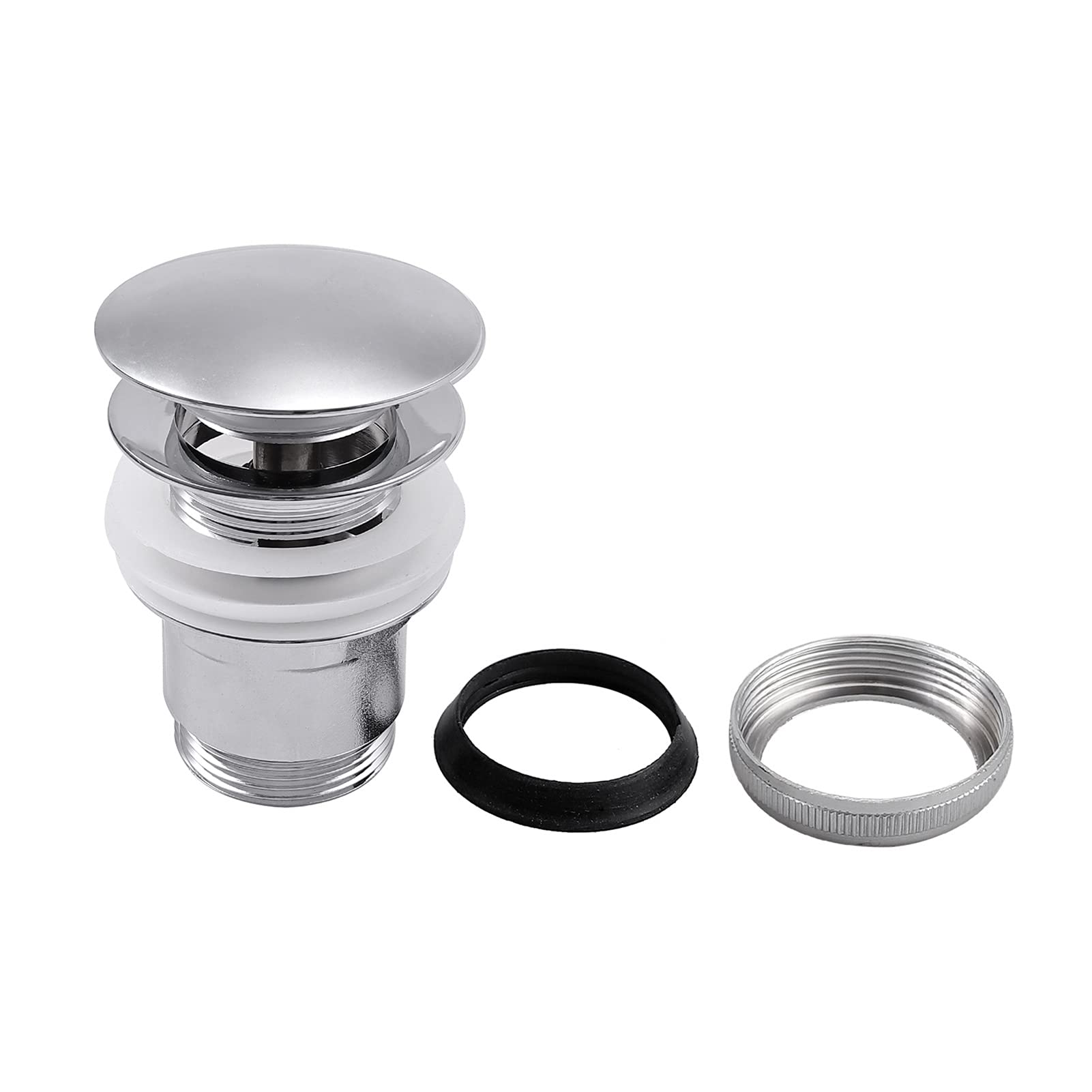 Siphon Ppop-up Ddrain Valve Vidange avec Kit De Débordement pour 42-46mm Fit pour Tous Les Éviers Communs 201 en Acier Inoxydable Exquis