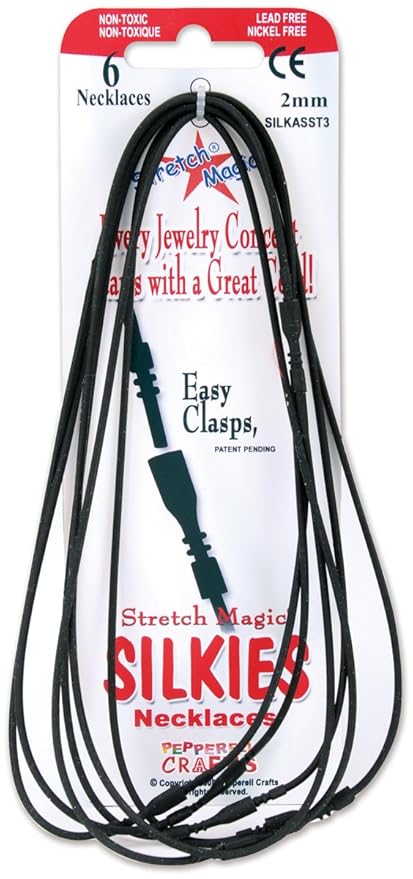 Stretch Magic Silkies Necklace Cords 2mm, 6/Pkg: Black