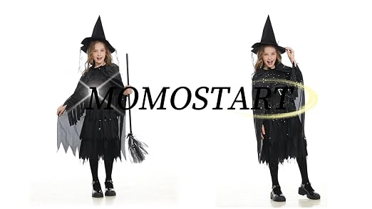 WENTS Costume Da Strega Di Halloween, Costume Da Mago Con Cappello Da Mago Mantello Per Bambini Ragazzo Ragazza Costume Cosplay Festivel Stile Stella Fantasma