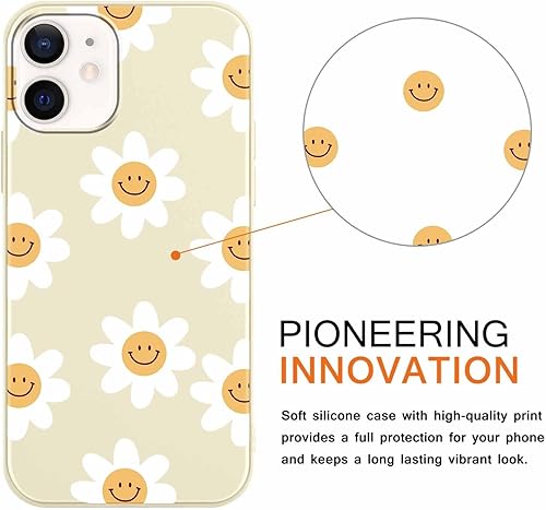 Miniatura 3 de Paquete de 2 bonitas fundas de teléfono con diseño de margaritas para iPhone 1212 Pro de 6.1 pulgadas, diseño estético de silicona suave, delgada,