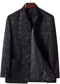 Men Tang Suit Kung Fu Martial Suit Long Sleeve Coat Traditional Chinese Uniforms,Kung Fu Clothing Martial Arts Clothes Shirt Tops Tai Chi Clothing (Black XXL)