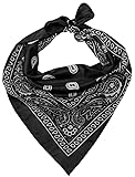 Cotton Bandana Scarf for Men & Women – Premium Paisley Headband, Neck & Face Wrap, Stylish Versatile Headwear for Summer, Winter, Outdoor Sports, Biking, Hiking, Camping & Everyday Fashion (Black)