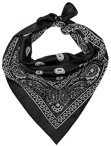 Cotton Bandana Scarf for Men & Women – Premium Paisley Headband, Neck & Face Wrap, Stylish Versatile Headwear for Summer, Winter, Outdoor Sports, Biking, Hiking, Camping & Everyday Fashion (Black)