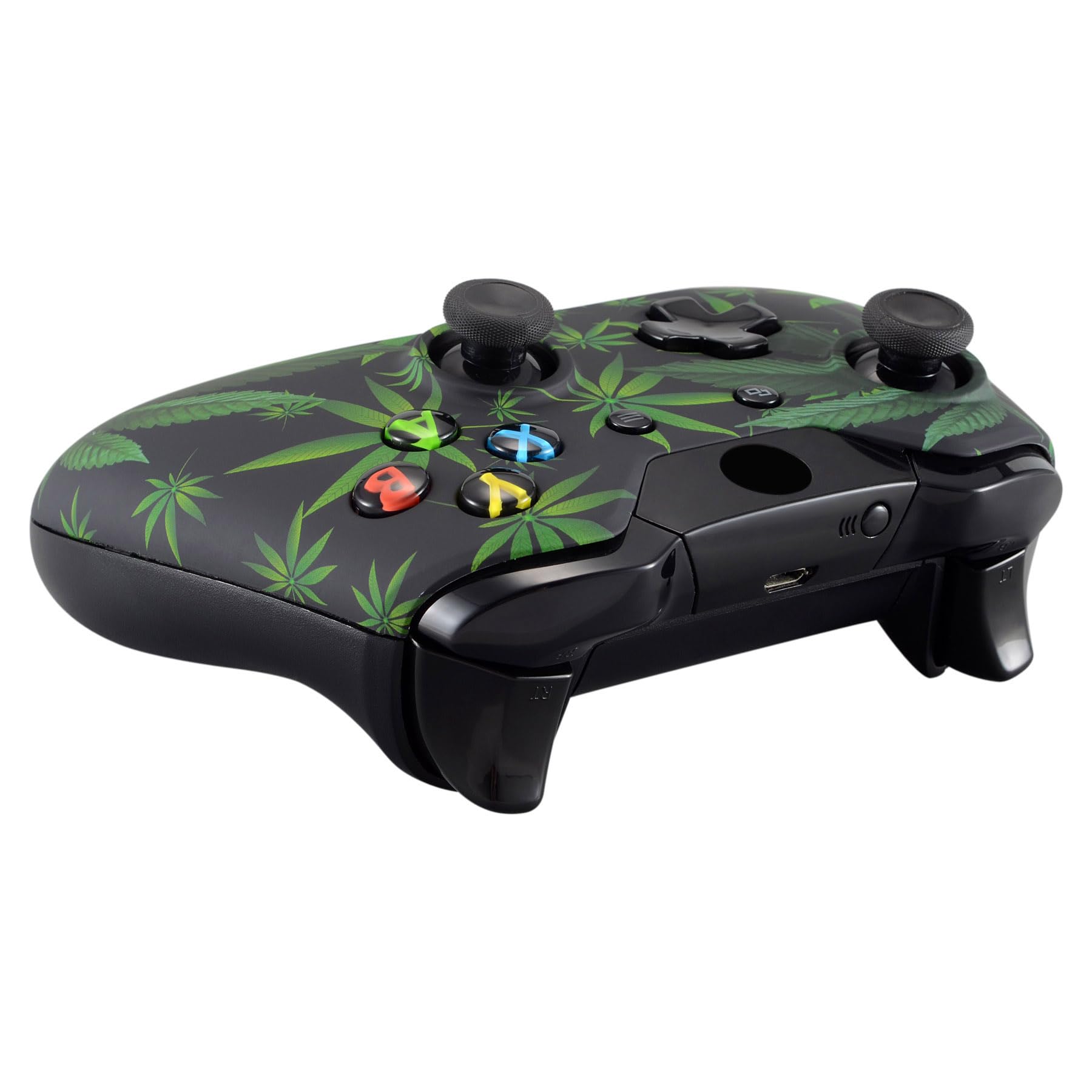 eXtremeRate Custodia per controller Xbox One, custodia di ricambio accessorio Faceplate per controller standard Xbox One con o senza connettore da 3,5 mm (cannabis verde)