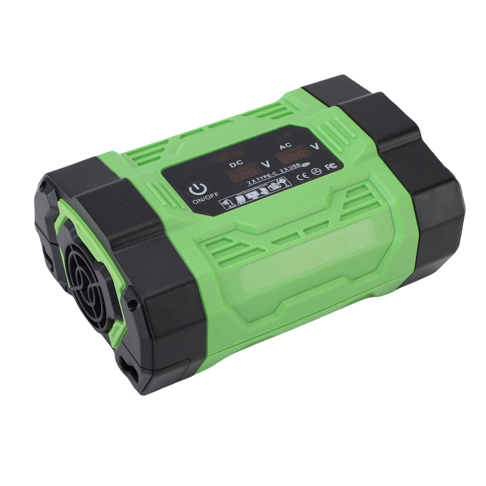 Eujgoov Cargador Inversor de Corriente para Automóvil de 300 W, 12 V A 220 V CA, con 2 Tomas de CA, 2 Puertos USB C PD, Puertos USB A QC, Pantalla Digital para Carga en Movimiento
