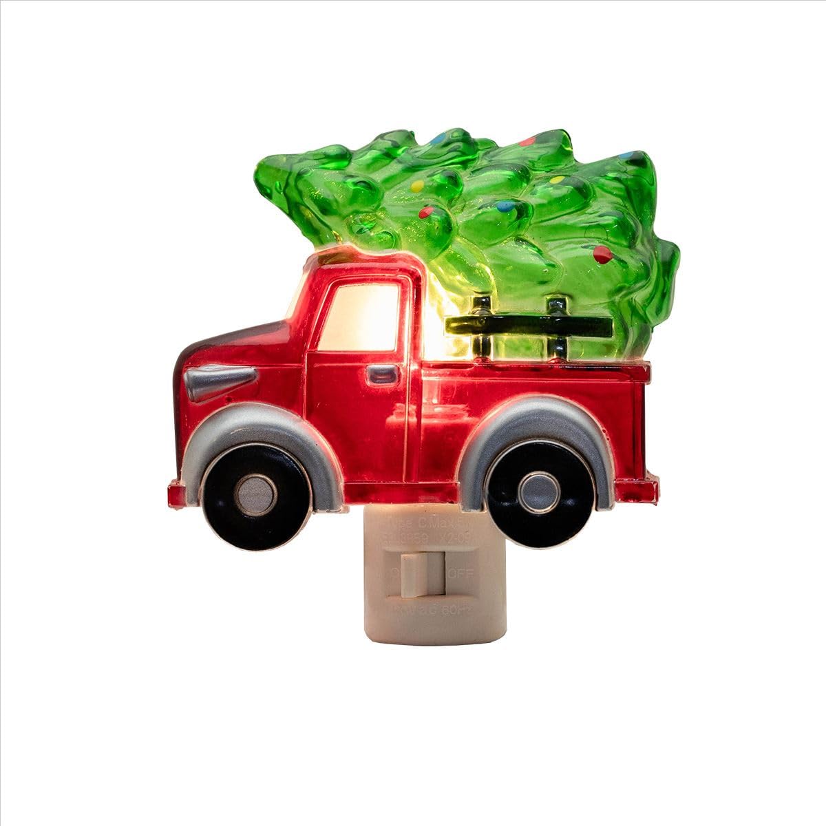 Novelty Lights LED Truck with Tree Christmas Decoration Night Light with Swivel Plug