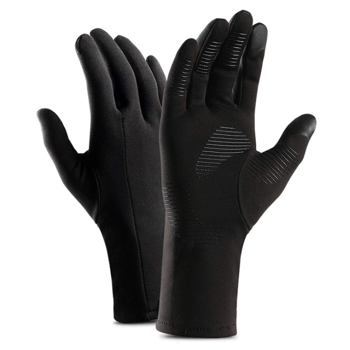 dDanke Black Winter Gloves for Men and Women Touch Screen Full Finger Gloves with Velvet Warm Windproof Non-Slip (S)