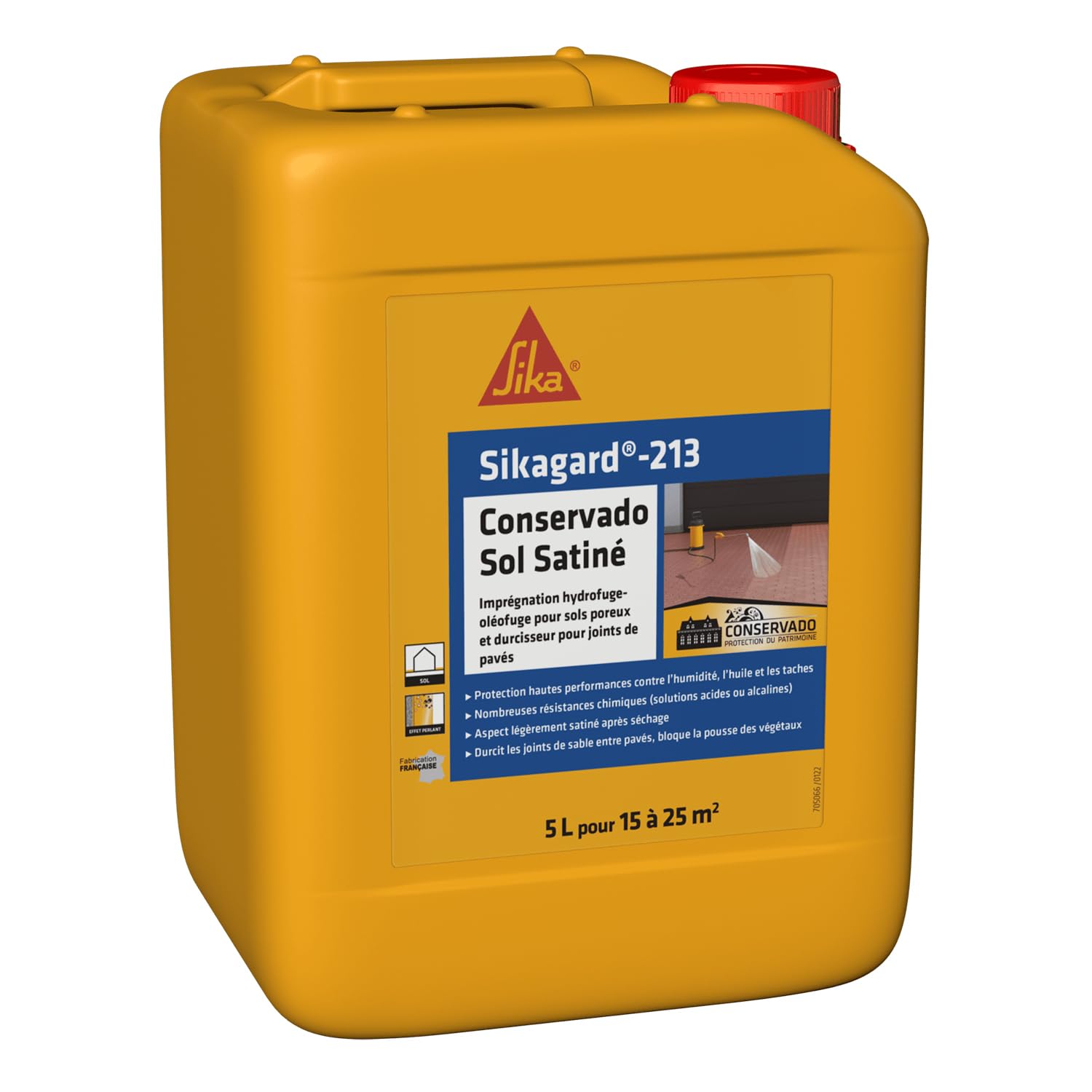 SIKA - Imprégnation hydrofuge et oléofuge pour sols poreux et durcisseur pour joints entre pavés - Sikagard 213 Conservado Sol Satiné - Extérieur - Multisupports - Prêt à l'emploi - 5L