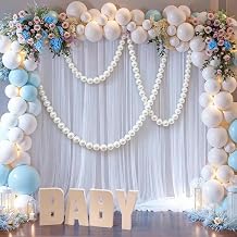 NIWWIN PE Simulation Jumbo Pearl Bead String Pendant for Background Wall Decoration,Birthday Party Wedding Engagement Anniversary Graduation Home Decora Pearl 5.5CM