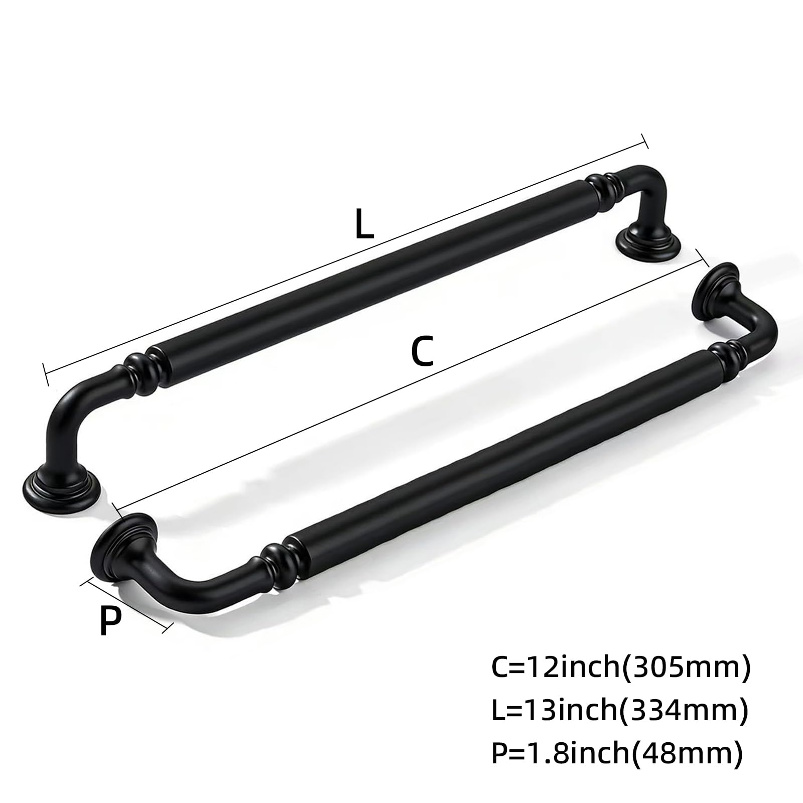 KHTUMEWARE-80392 Matte Black Appliance Pulls CTC 12 in (305 mm) in Matte Black — KHTUMEWARE